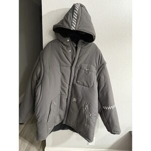 Nike Air Jordan Jacket Gray Fleece Lined Heavy Parka Jacket Convertible XXL VTG